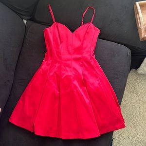 Red satin Bebe dress
